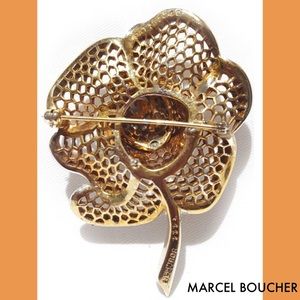 Boucher Jewelry - Marcel Boucher Rose Flower Rhinestone Brooch Pin Boucher Jewelry - Marcel Boucher Rose Flower Rhinestone Brooch Pin